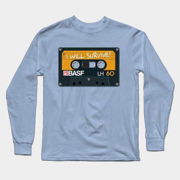 Vintage Audio Tape - BASF - I Will Survive! Long Sleeve T-Shirt by chillibongostudio